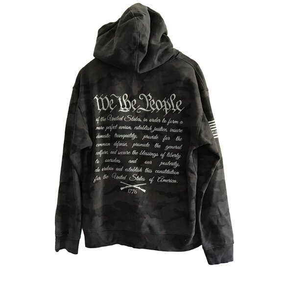 MENS BLACK/GREY PULLOVER KANGAROO POCKET HOODIE SWEATER SIZE MEDIUM - Picture 2 of 6